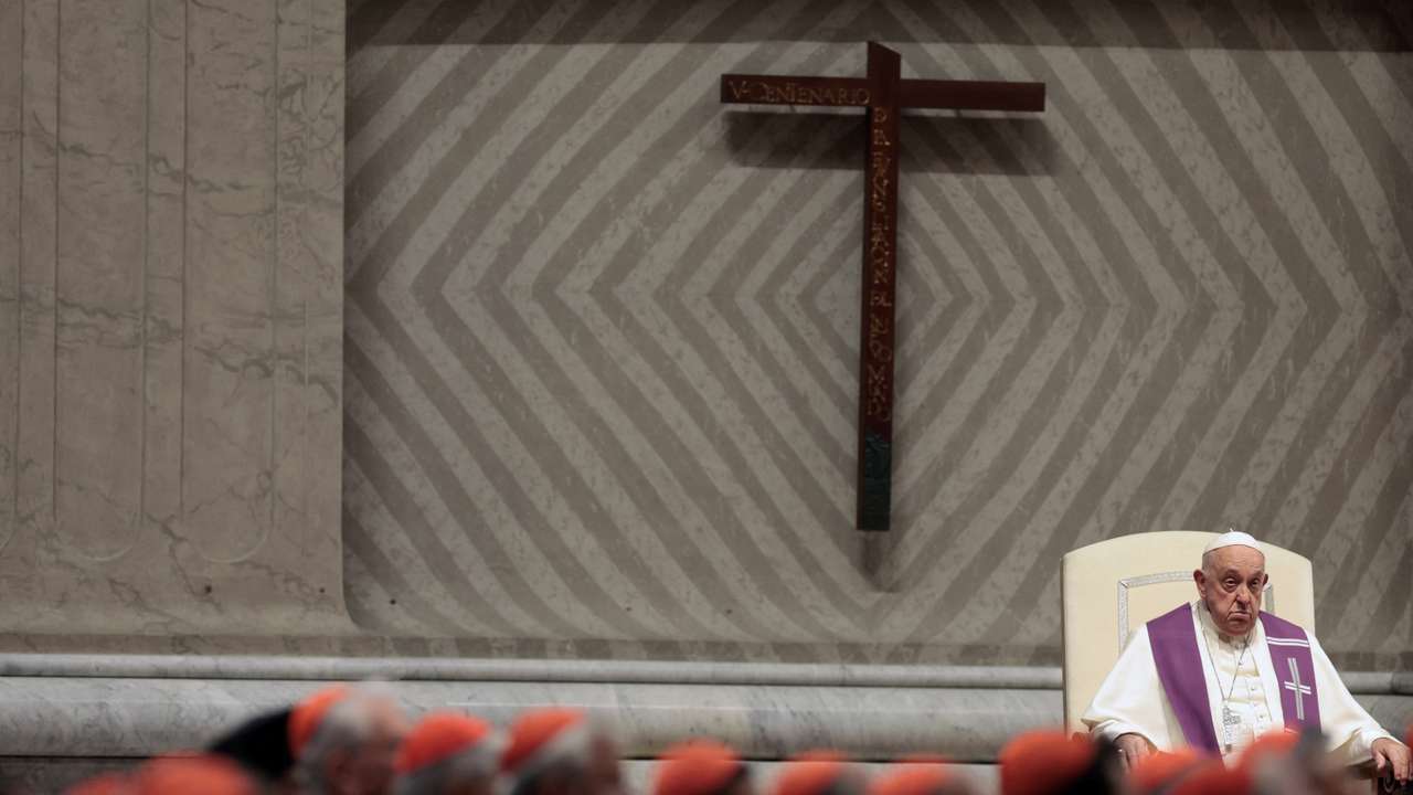 Pope Francis presides over a vigil ahead of the Synod of bishops, at the Vatican