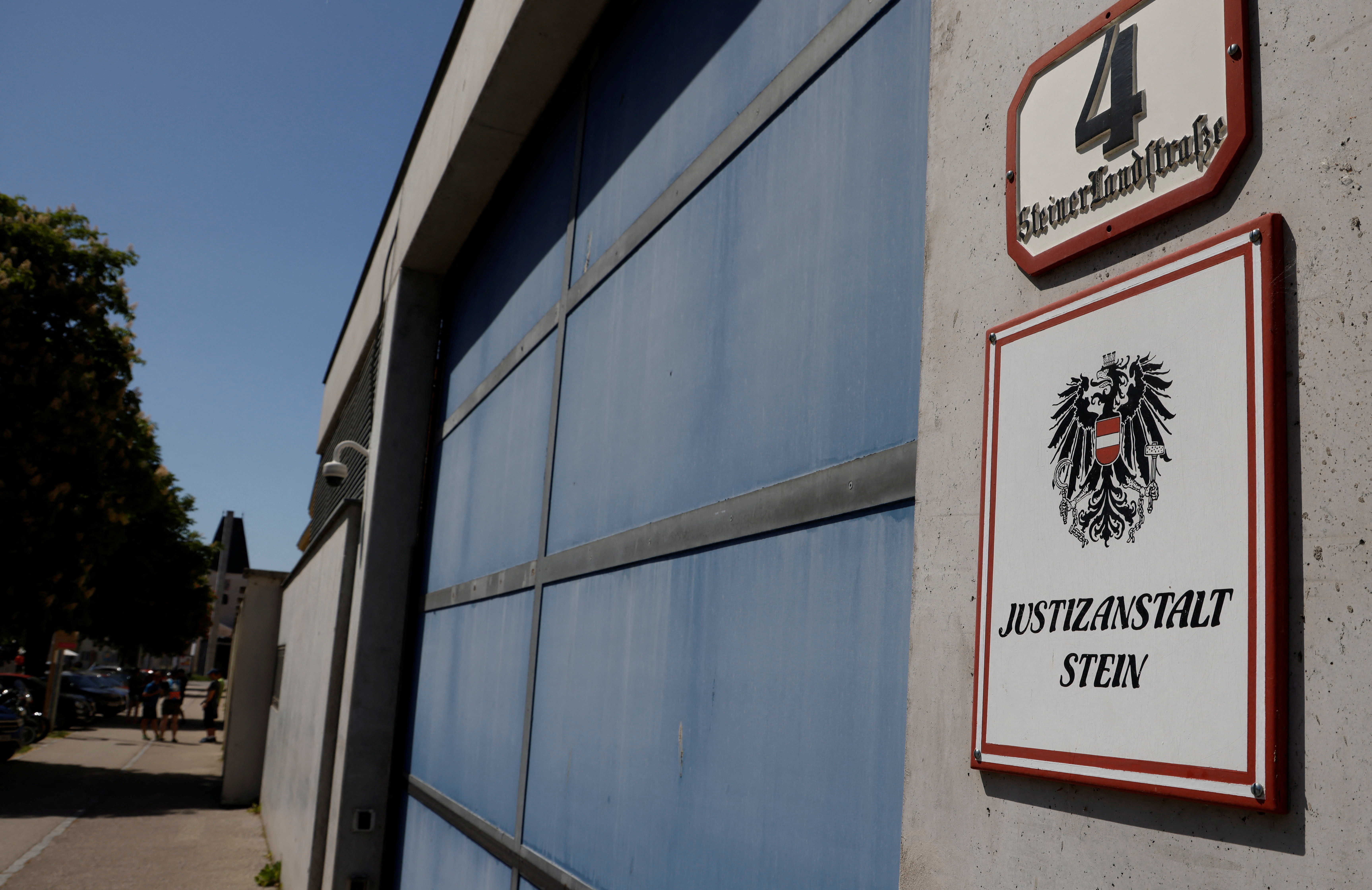 View of the sign of the prison in Krems an der Donau