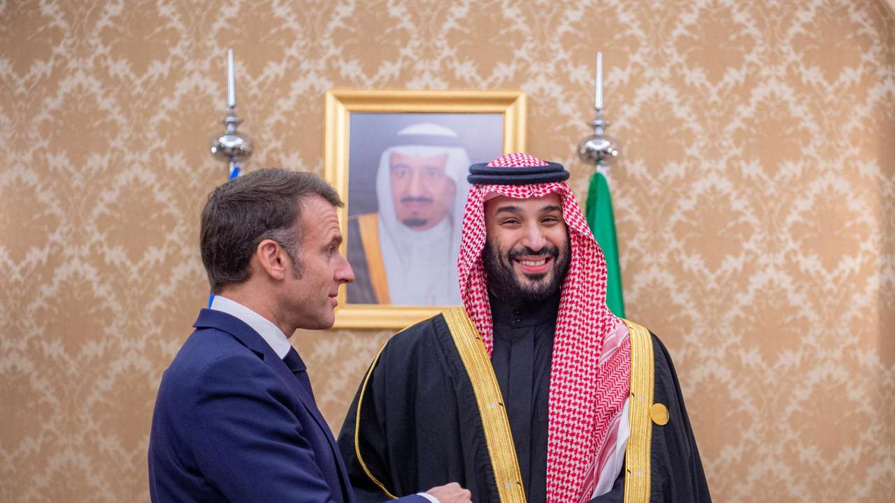 Saudi Crown Prince Mohammed bin Salman meets with French President Emmanuel Macron in Riyadh, Saudi Arabia