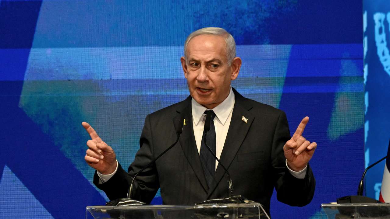 Israeli PM Netanyahu speaks to American legislators, in Jerusalem