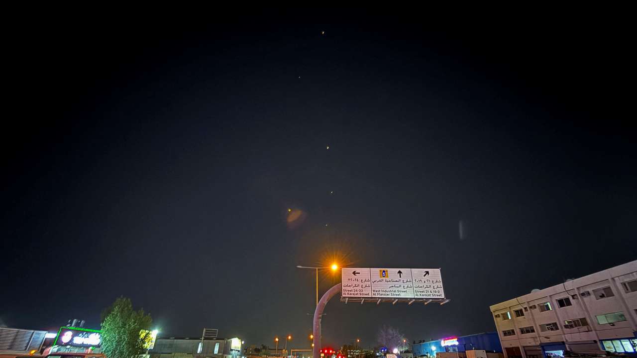 Traces are seen in the sky after Iran's armed forces say they targeted The Al-Udeid base in a missile attack