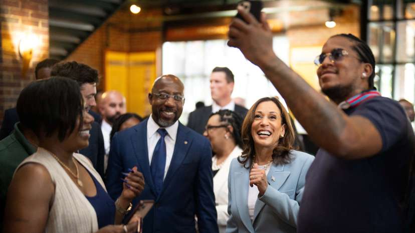 U.S. Vice President Kamala Harris visits Paschal's, a historic Black-owned restaurant in Atlanta, Georgia