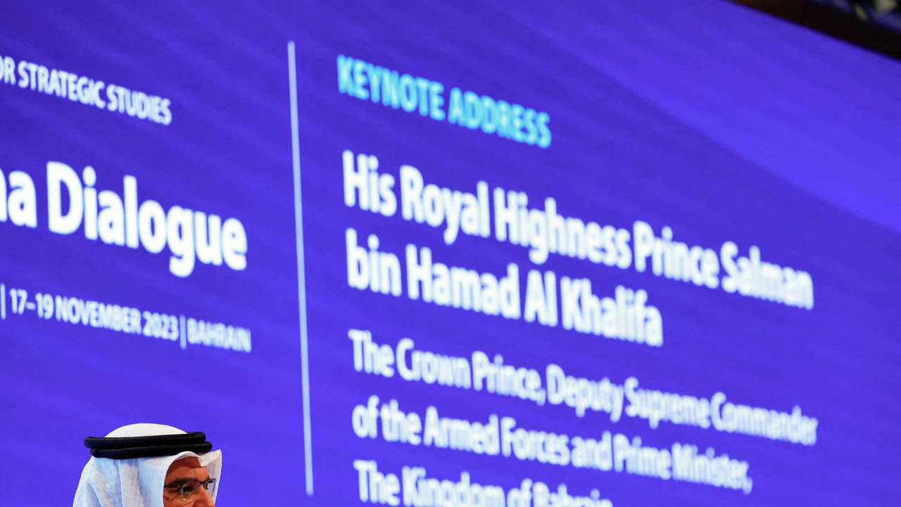 Bahrain's Crown Prince and Prime Minister, Sheikh Salman bin Hamad al-Khalifa speaks at the IISS Manama Dialogue in Manama