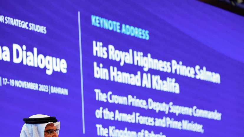 Bahrain's Crown Prince and Prime Minister, Sheikh Salman bin Hamad al-Khalifa speaks at the IISS Manama Dialogue in Manama