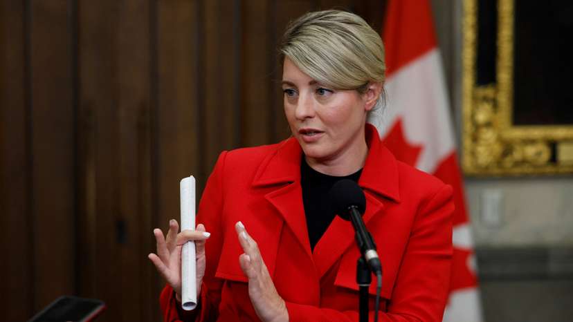 Canada's Minister of Foreign Affairs Joly speaks to journalists before Question Period in Ottawa