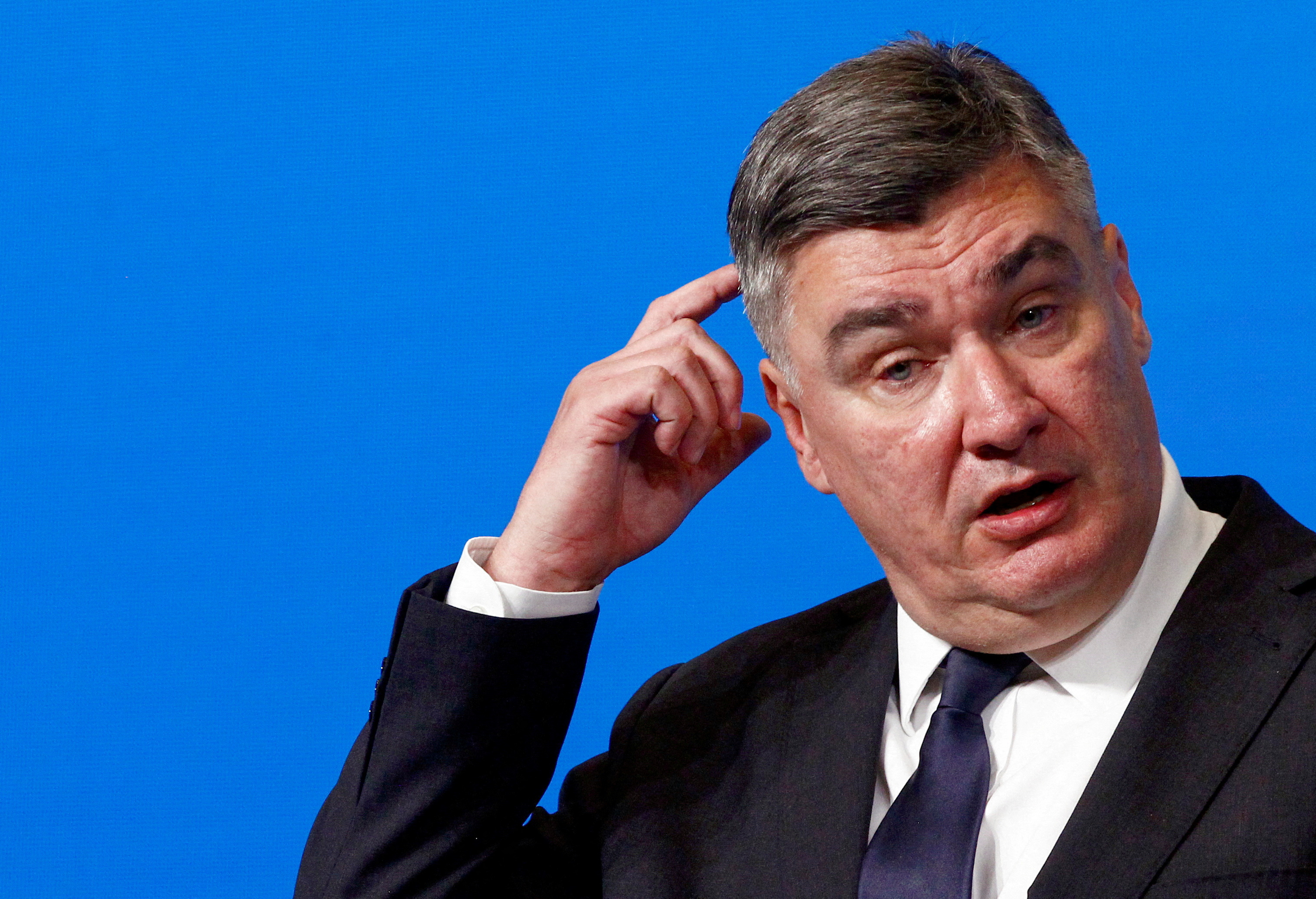 FILE PHOTO: President of Croatia Zoran Milanovic speaks during a press conference of the informal meeting with leaders of the alliance's members in the Western Balkans Skopje
