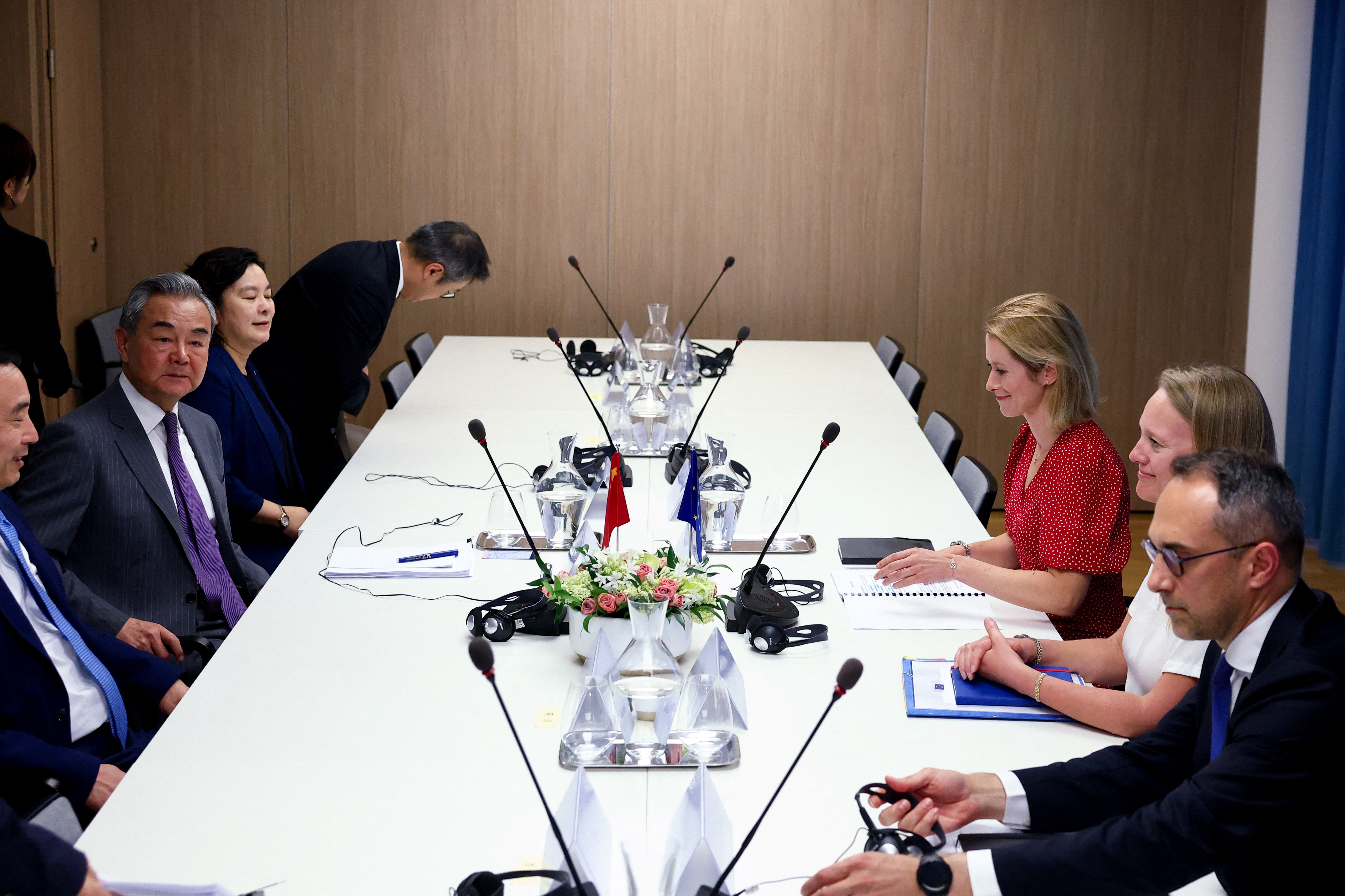 Chinese Foreign Minister Wang Yi meets EU High Representative for Foreign Affairs and Security Policy Kaja Kallas in Brussels
