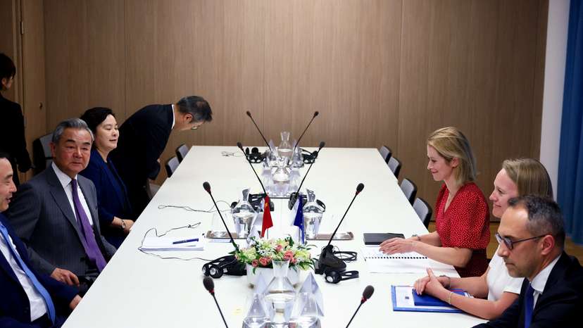 Chinese Foreign Minister Wang Yi meets EU High Representative for Foreign Affairs and Security Policy Kaja Kallas in Brussels