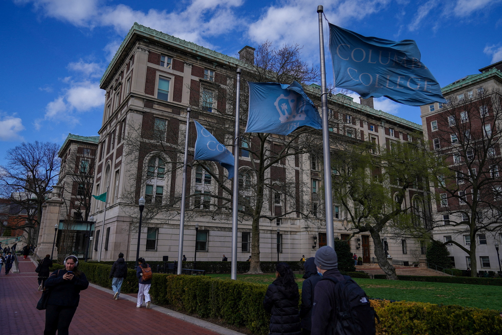 FILE PHOTO: People walk on campus at Columbia University in New York City
