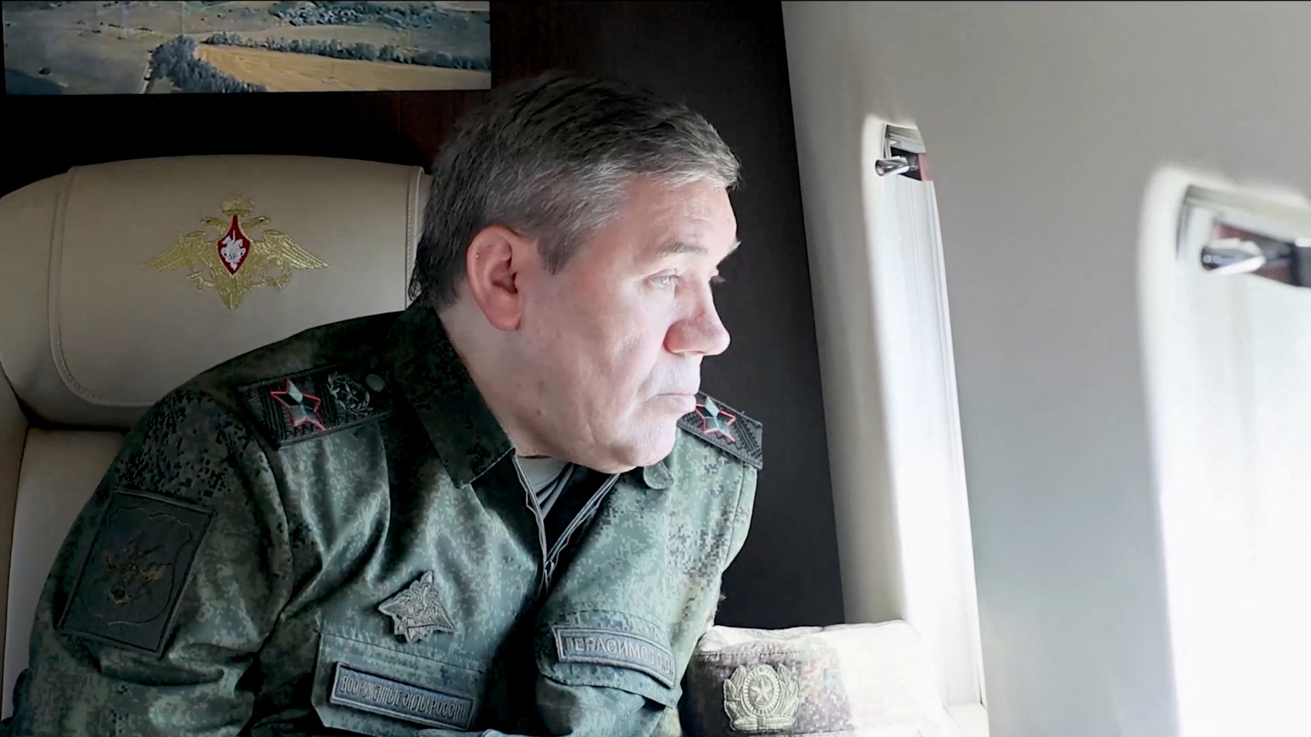 Russian Chief of the General Staff of Russian Armed Forces Valery Gerasimov inspects the troops, in the course of Russia-Ukraine conflict