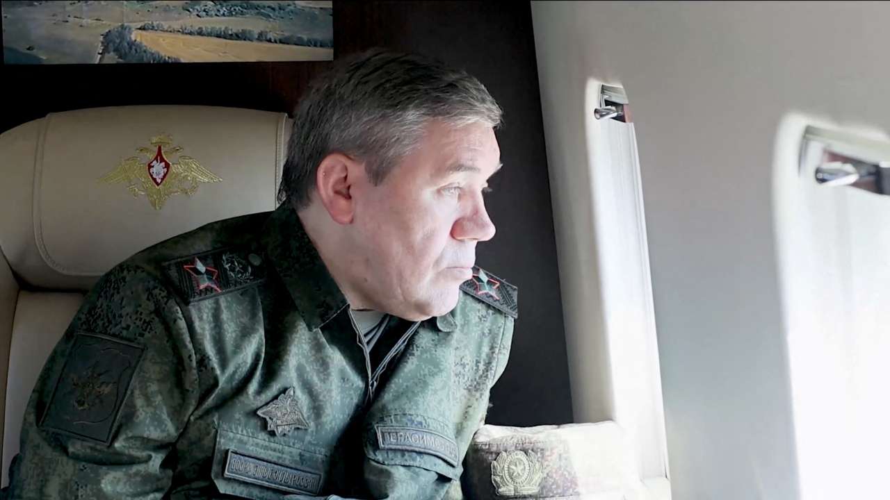Russian Chief of the General Staff of Russian Armed Forces Valery Gerasimov inspects the troops, in the course of Russia-Ukraine conflict