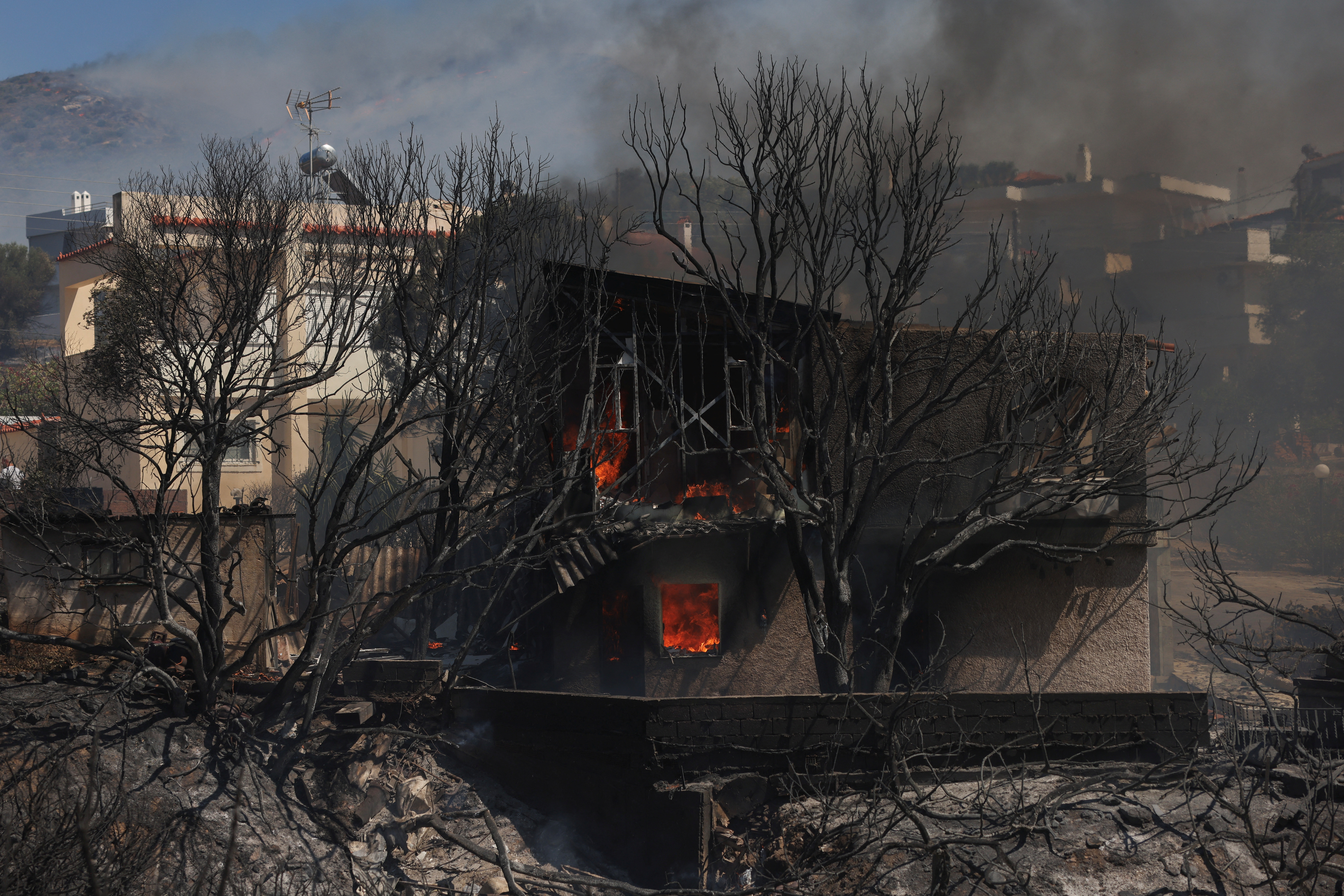 Wildfire burns near Athens