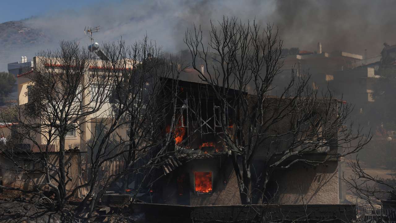 Wildfire burns near Athens