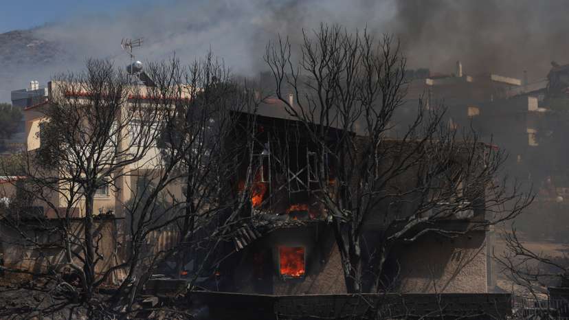 Wildfire burns near Athens