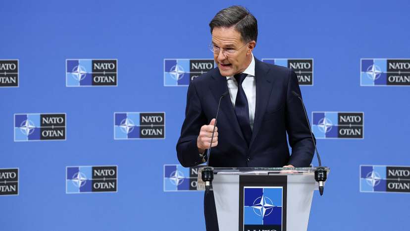 NATO Secretary General Mark Rutte holds a press conference at the Alliance's headquarters in Brussels