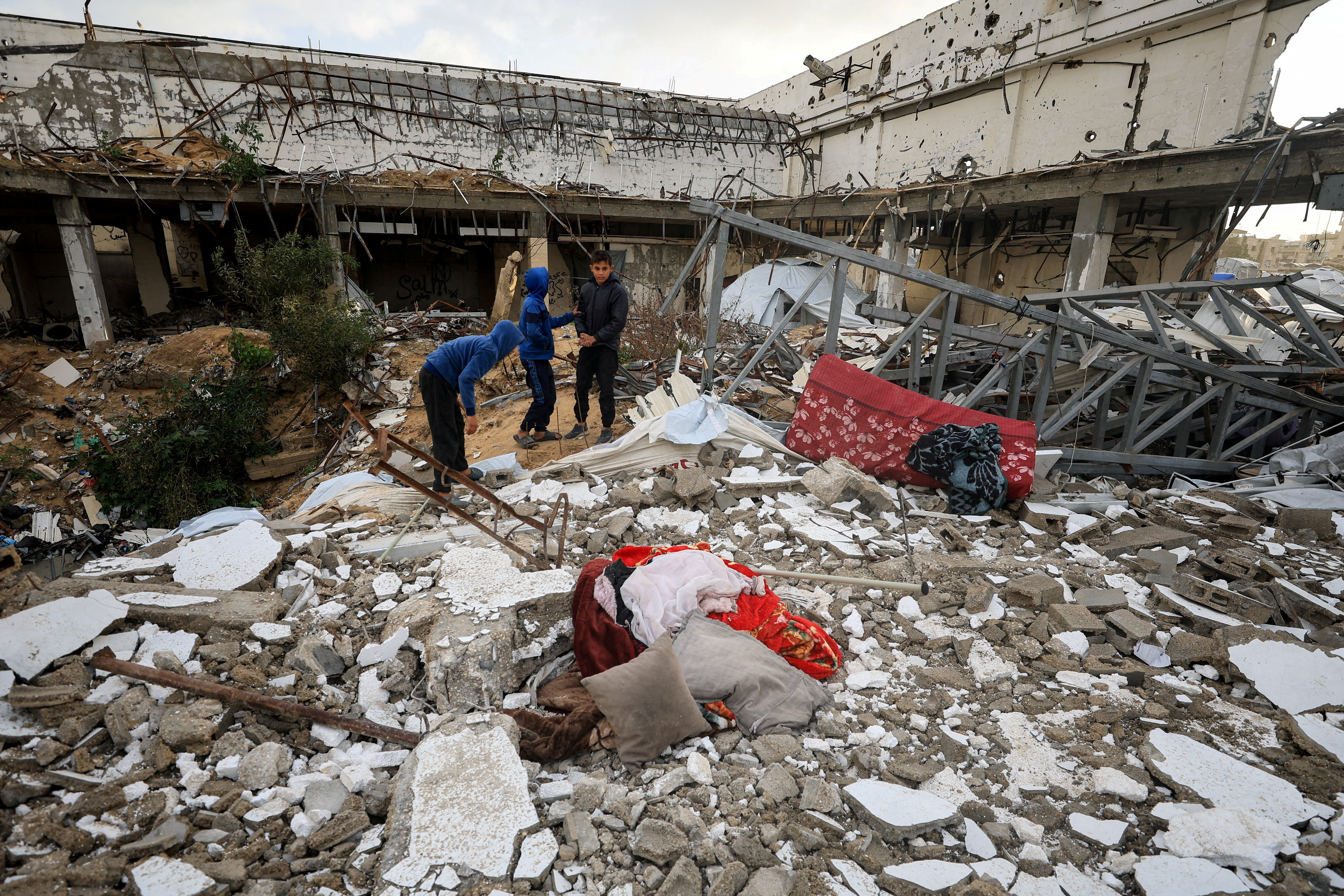 The site of war-damaged building after parts of it collapsed, in Gaza City