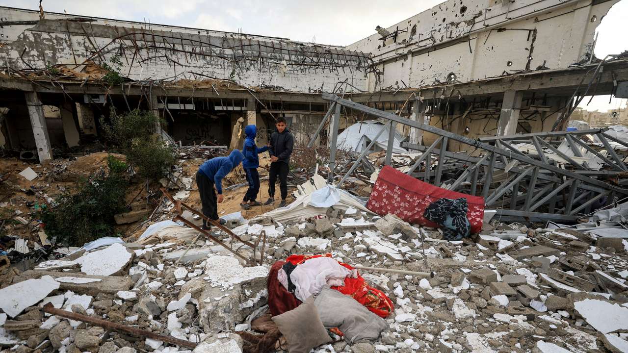 The site of war-damaged building after parts of it collapsed, in Gaza City