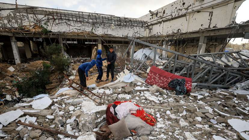 The site of war-damaged building after parts of it collapsed, in Gaza City