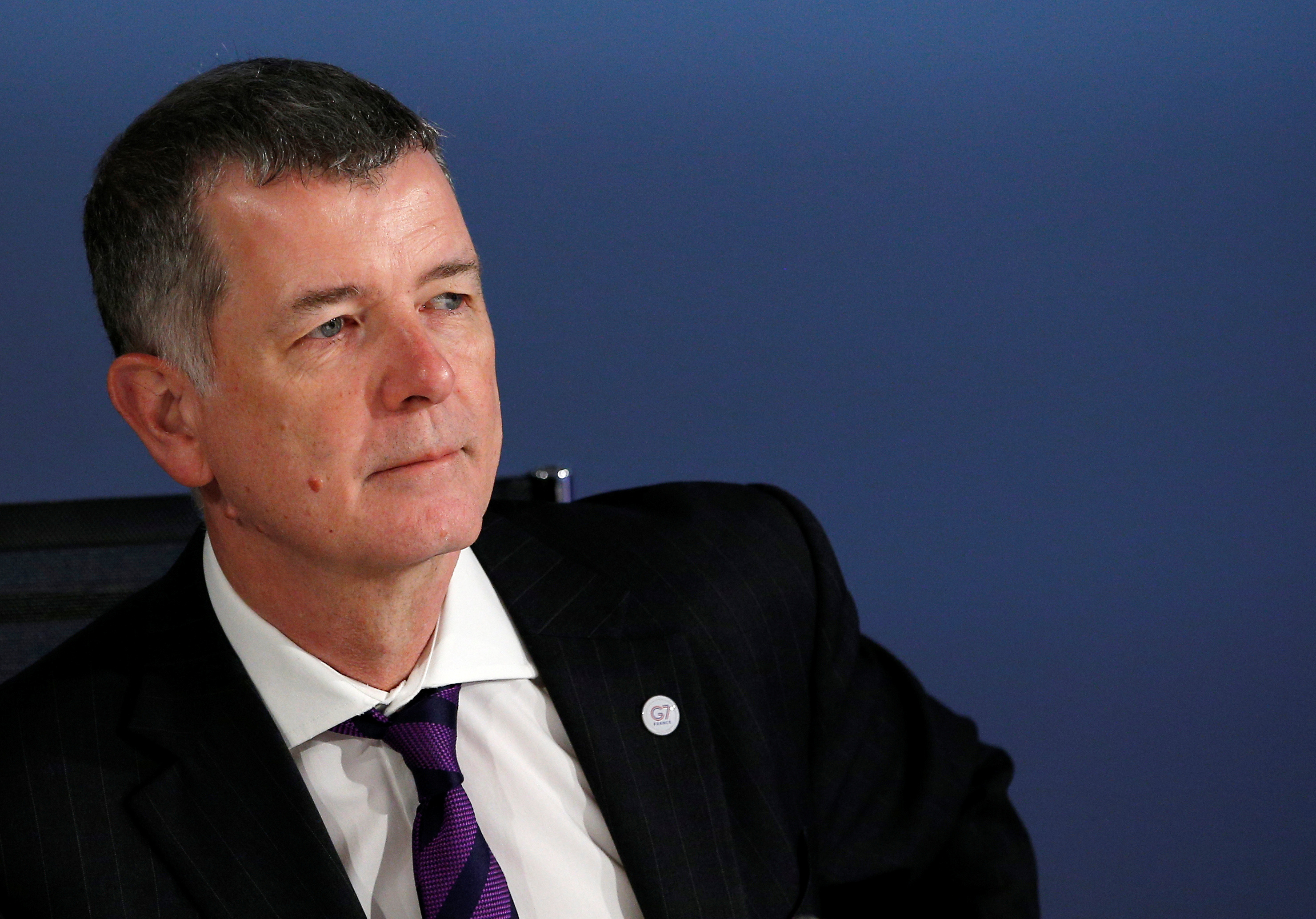 Britain's Political Director Richard Moore attends a working session during the Foreign ministers of G7 nations meeting in Dinard