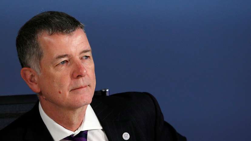 Britain's Political Director Richard Moore attends a working session during the Foreign ministers of G7 nations meeting in Dinard