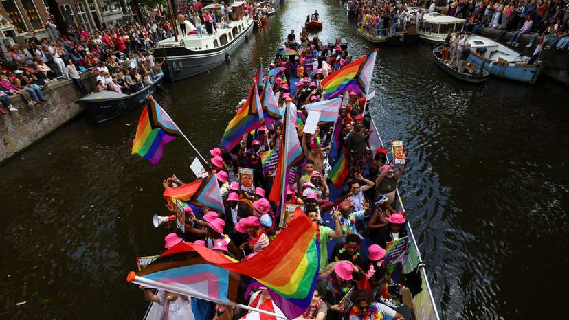 Annual gay pride parade in Amsterdam