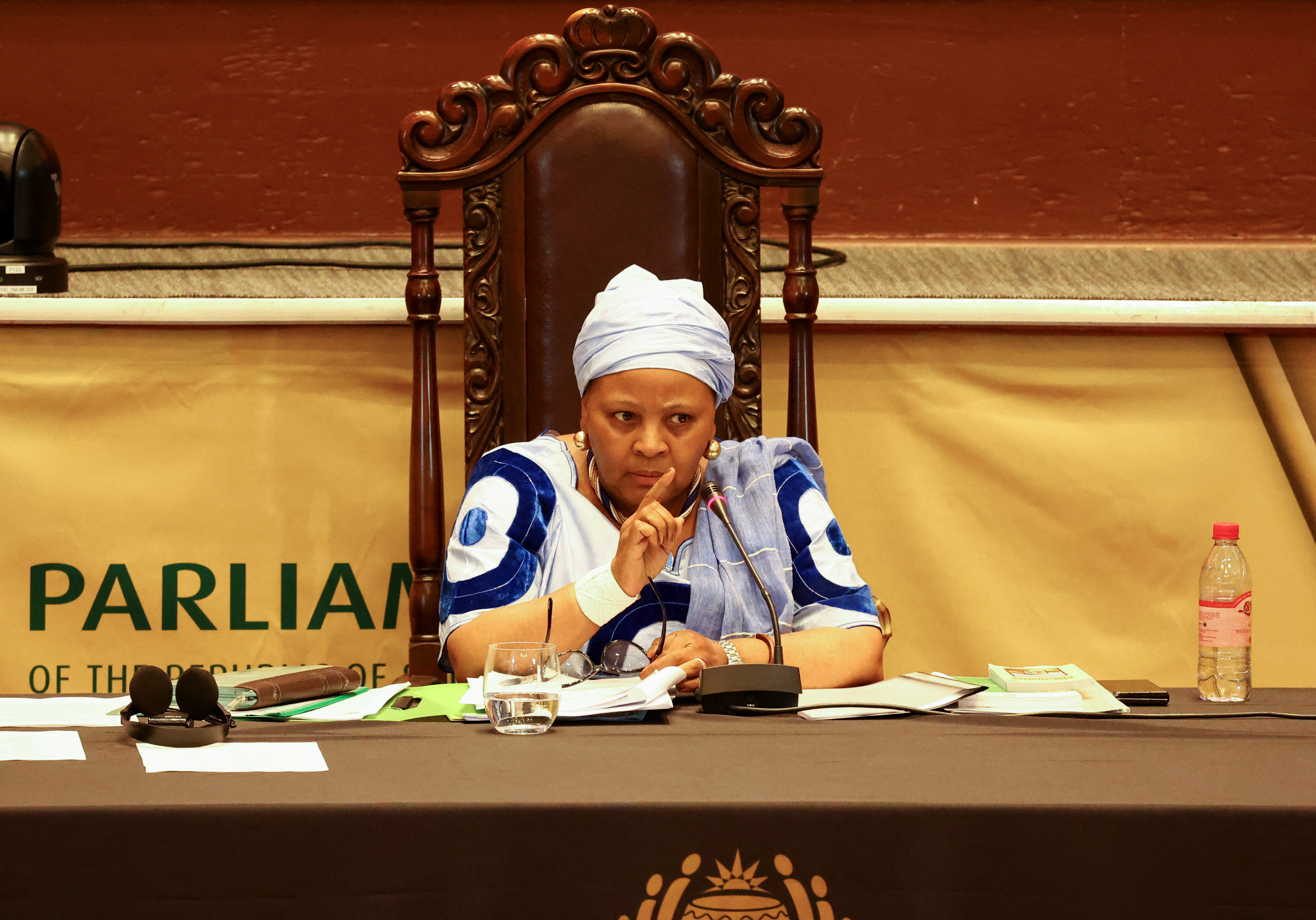 FILE PHOTO: Speaker of the National Assembly, Nosiviwe Mapisa-Nqakula presides over South Africa's parliament debate