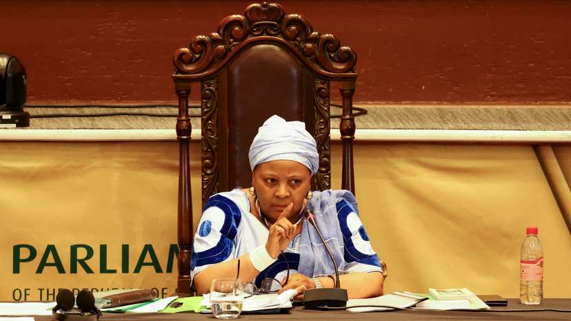 FILE PHOTO: Speaker of the National Assembly, Nosiviwe Mapisa-Nqakula presides over South Africa's parliament debate