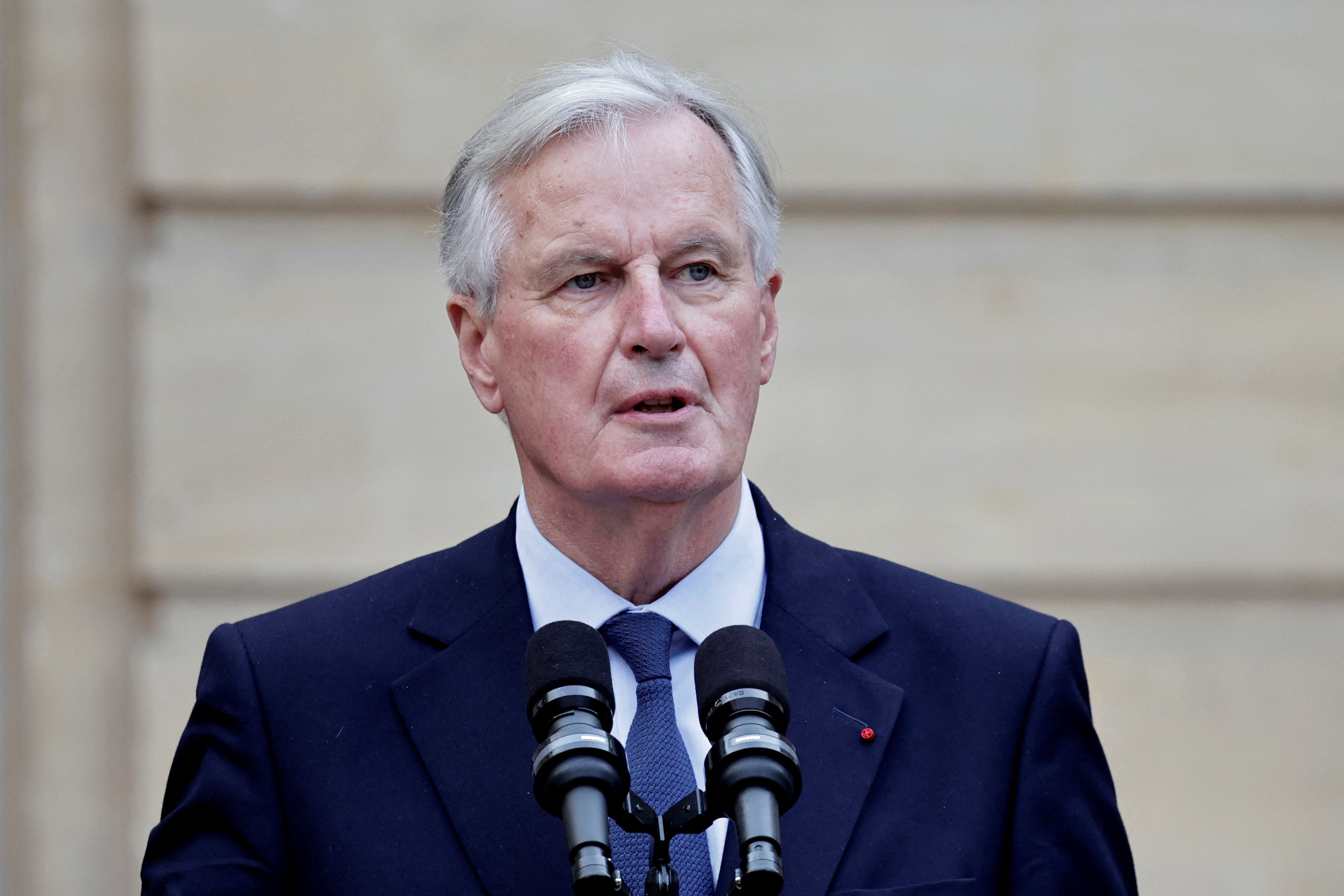 Newly appointed Prime minister Michel Barnier and Prime minister Gabriel Attal attend the handover ceremony in Paris