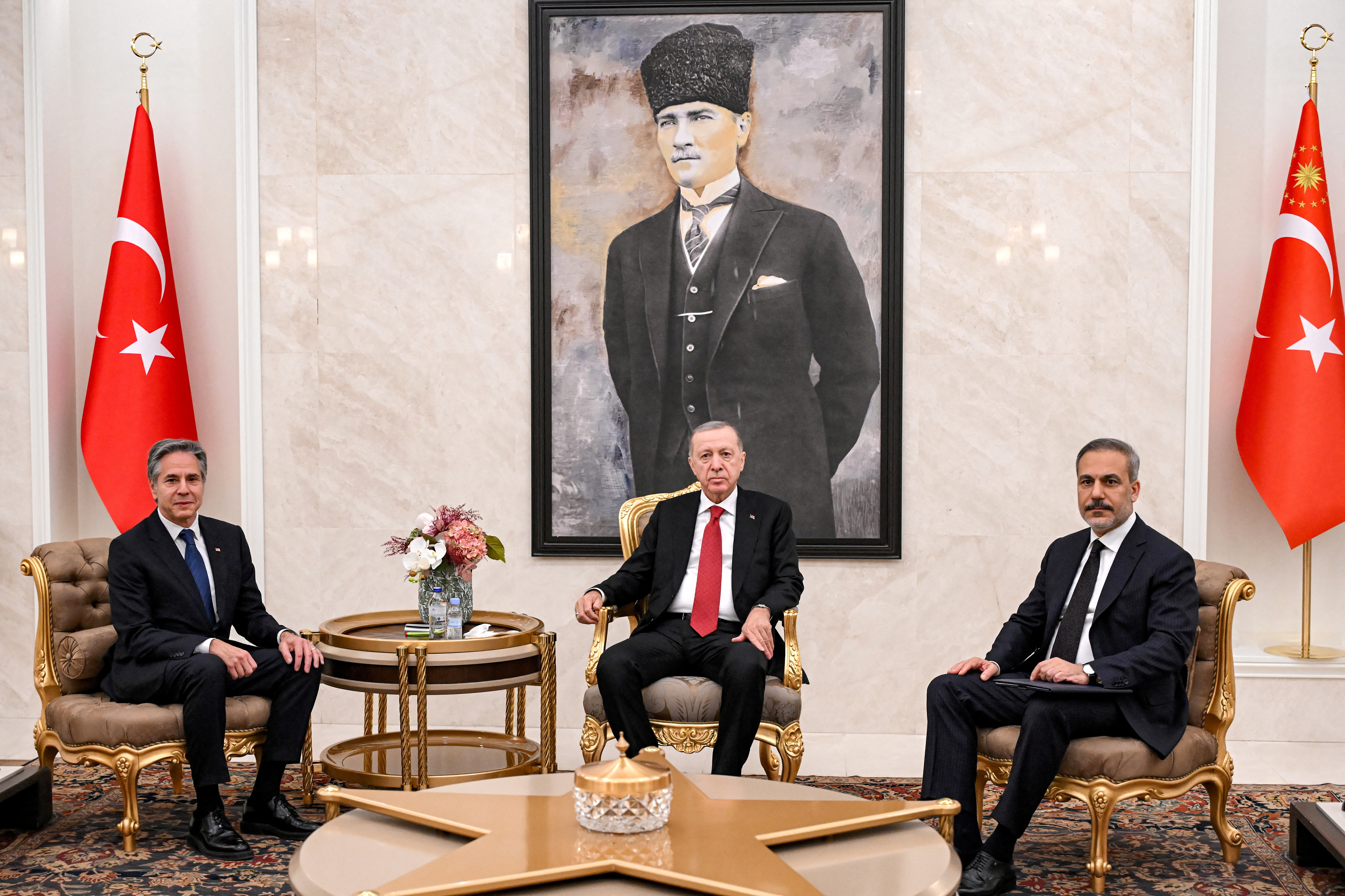 U.S. Secretary of State Antony Blinken and Turkey's President Tayyip Erdogan meet at Ankara Esenboga Airport