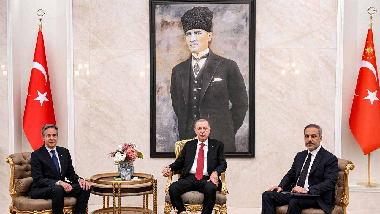 U.S. Secretary of State Antony Blinken and Turkey's President Tayyip Erdogan meet at Ankara Esenboga Airport