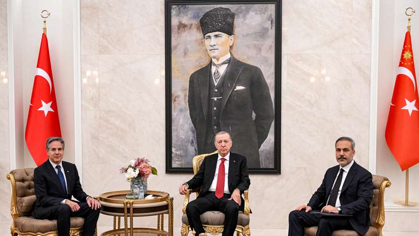 U.S. Secretary of State Antony Blinken and Turkey's President Tayyip Erdogan meet at Ankara Esenboga Airport