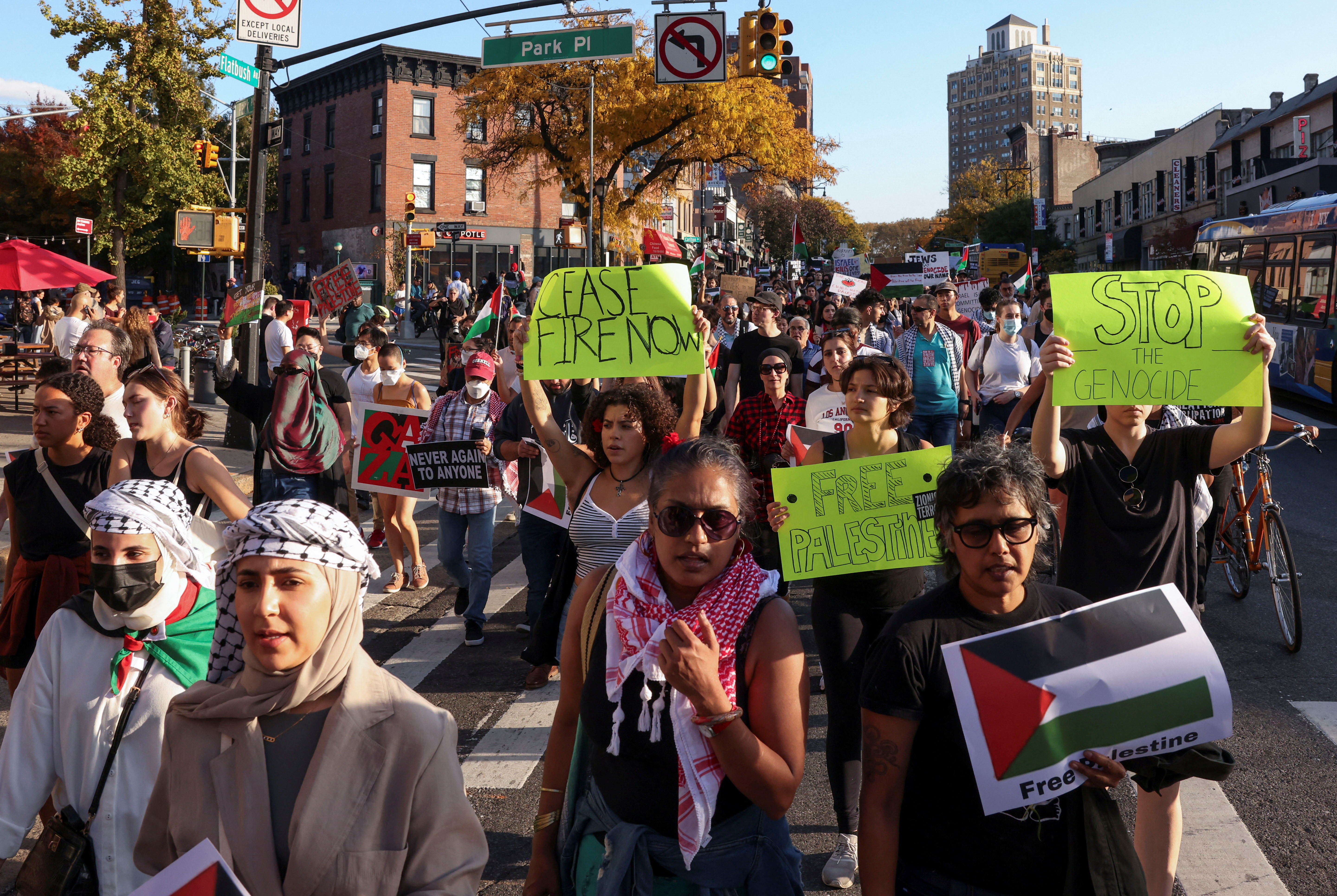 Pro-Palestinian demonstrators gather in New York