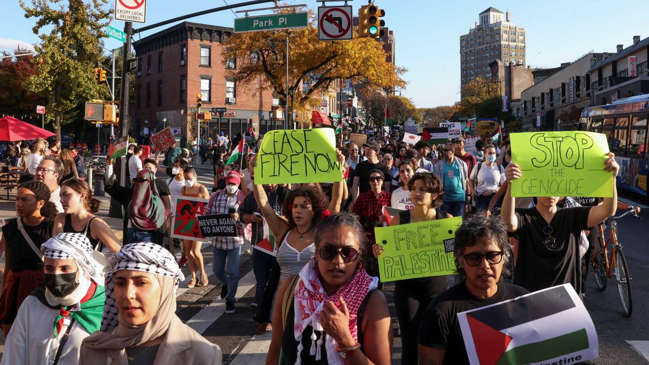 Pro-Palestinian demonstrators gather in New York