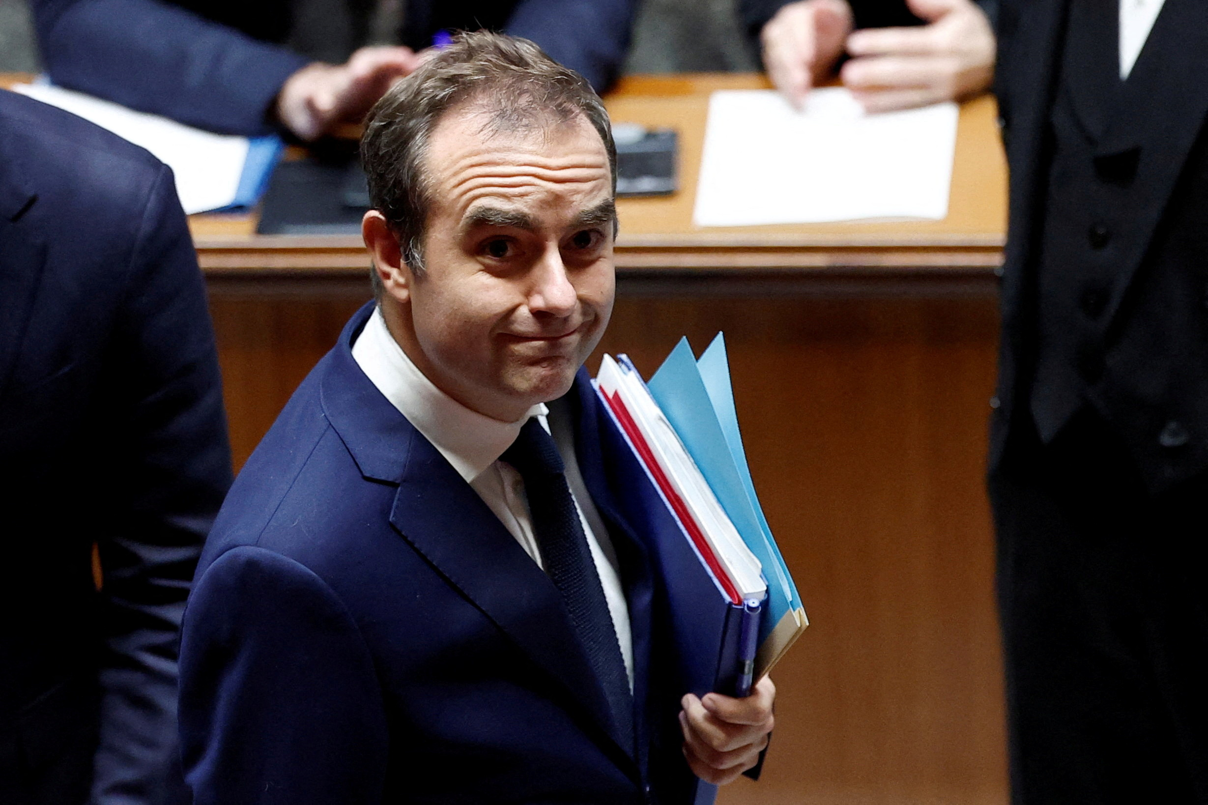FILE PHOTO: French Prime Minister Sebastien Lecornu during a public session at the National Assembly in Paris, France