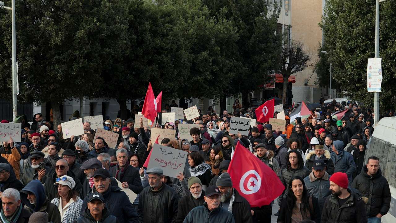 People protest against Tunisian President Kais Saied in Tunis