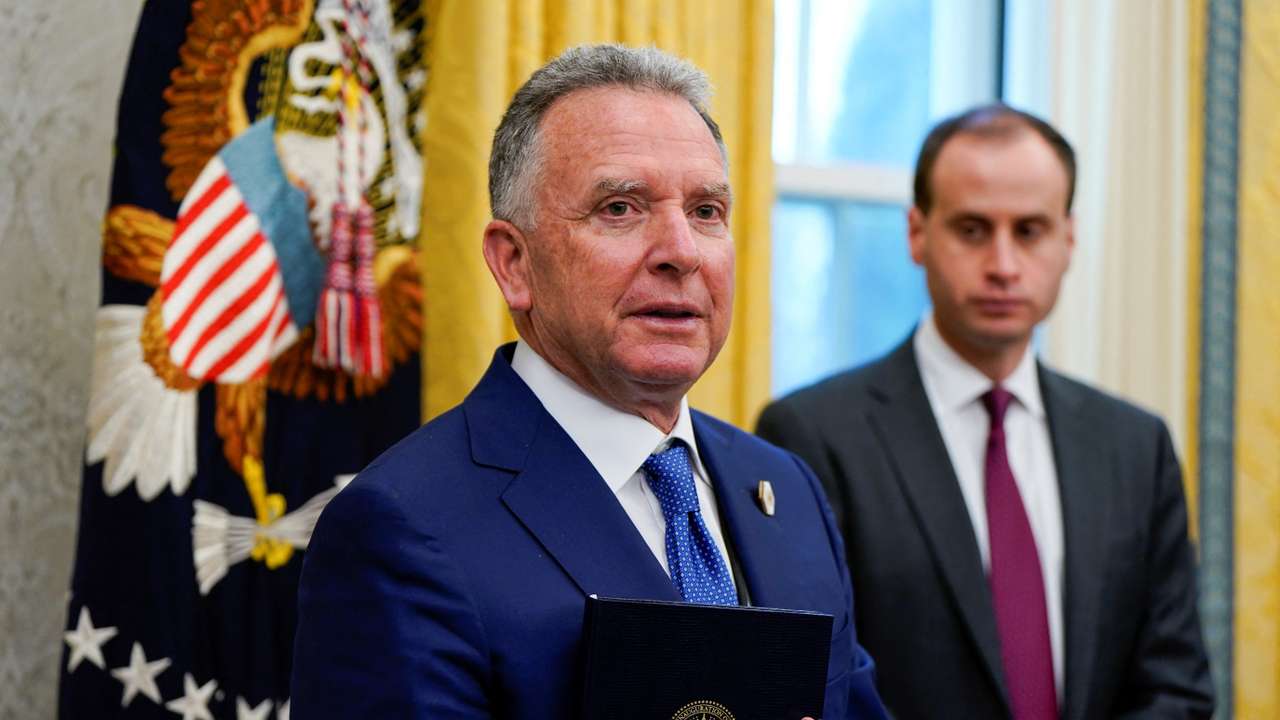 U.S. Special Envoy to the Middle East Steve Witkoff looks on, at the White House,