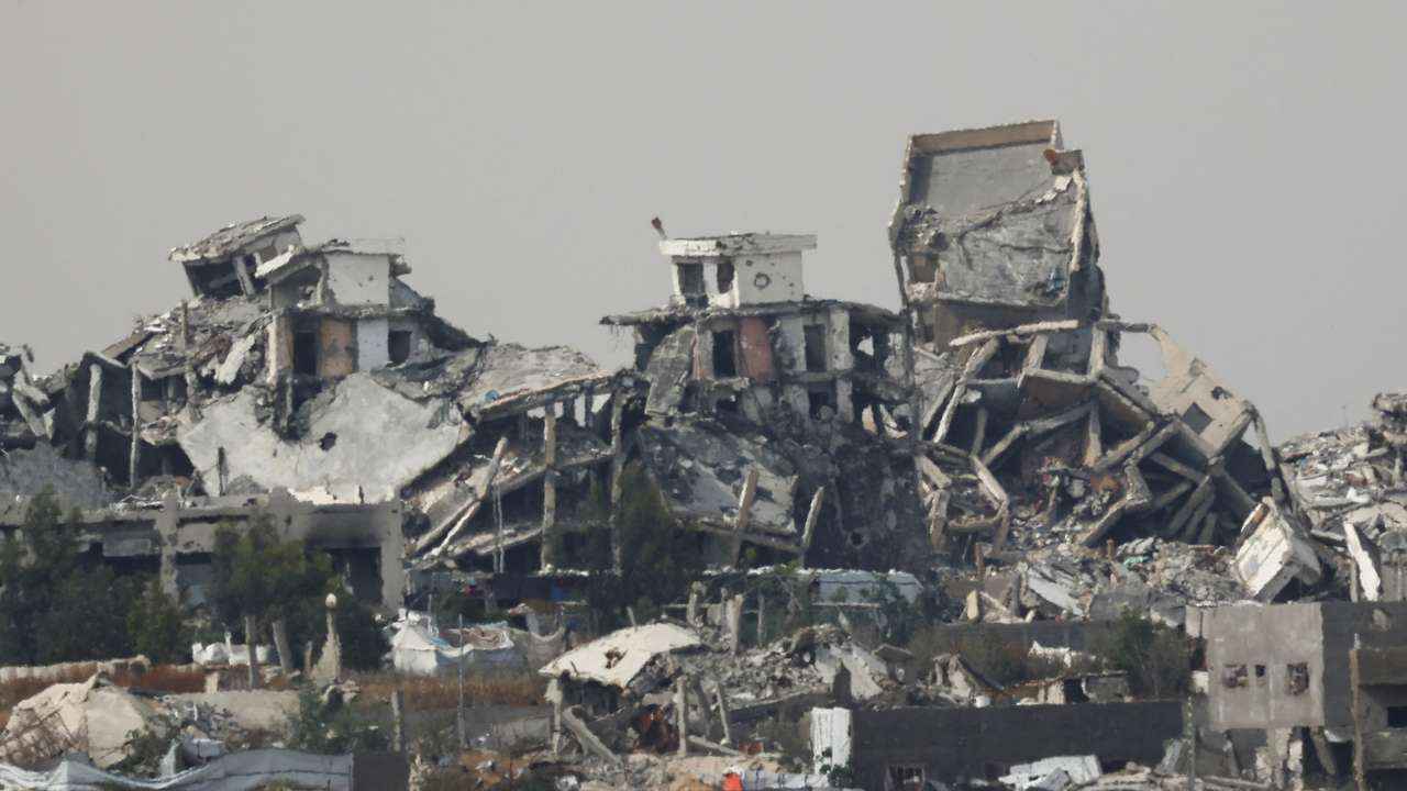 A general view of destruction in North Gaza, as seen from the Israeli side of the Israel-Gaza border