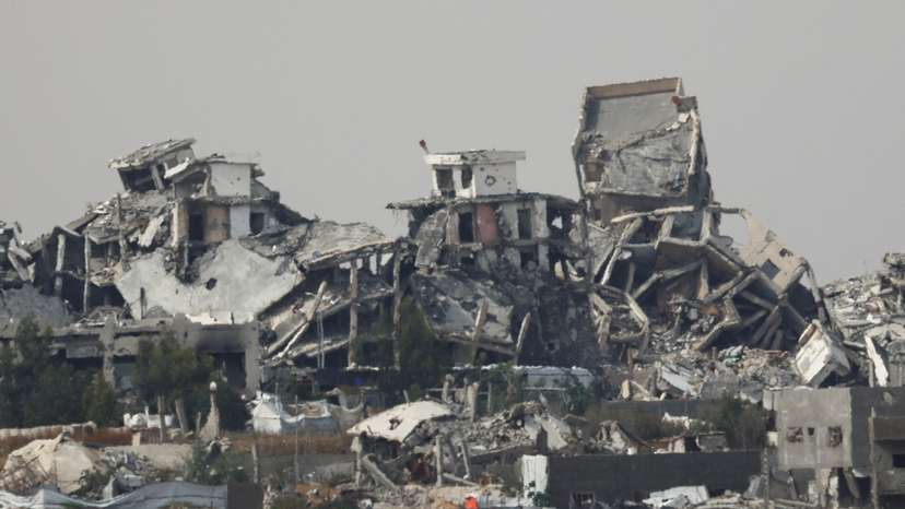 A general view of destruction in North Gaza, as seen from the Israeli side of the Israel-Gaza border