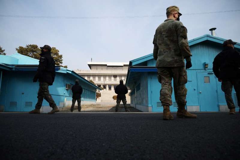 View of the inter-Korean border amid growing threats from North Korea