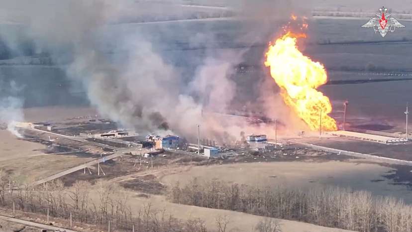 A view shows destroyed Sudzha gas transit point in Kursk region