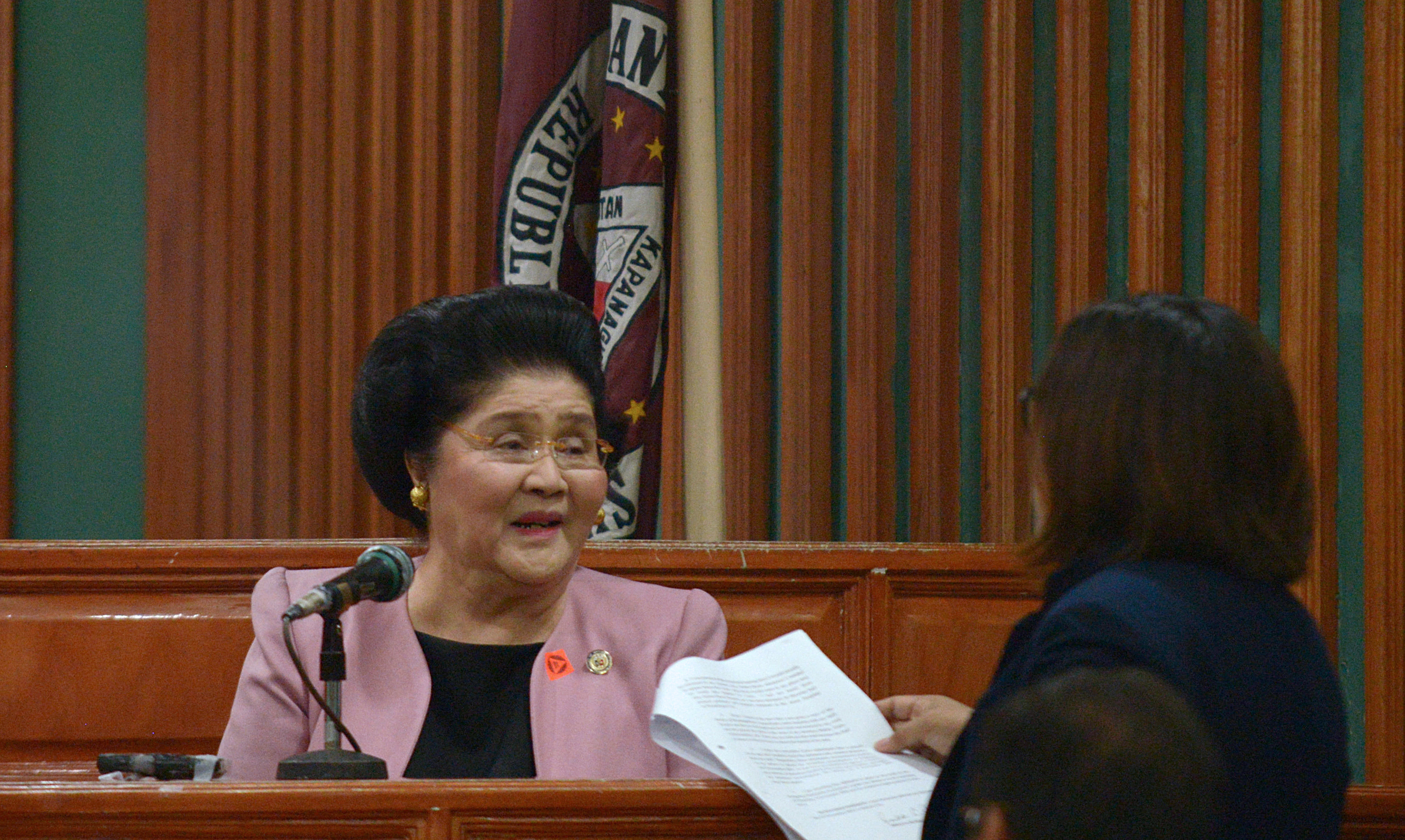Former Philippine First Lady Marcos takes the witness stand at the anti-corruption court in Quezon City