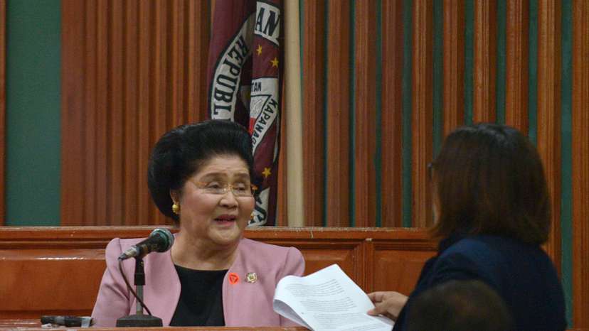 Former Philippine First Lady Marcos takes the witness stand at the anti-corruption court in Quezon City
