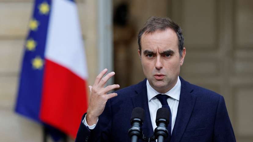 French outgoing Prime Minister Lecornu makes an address at Matignon in Paris