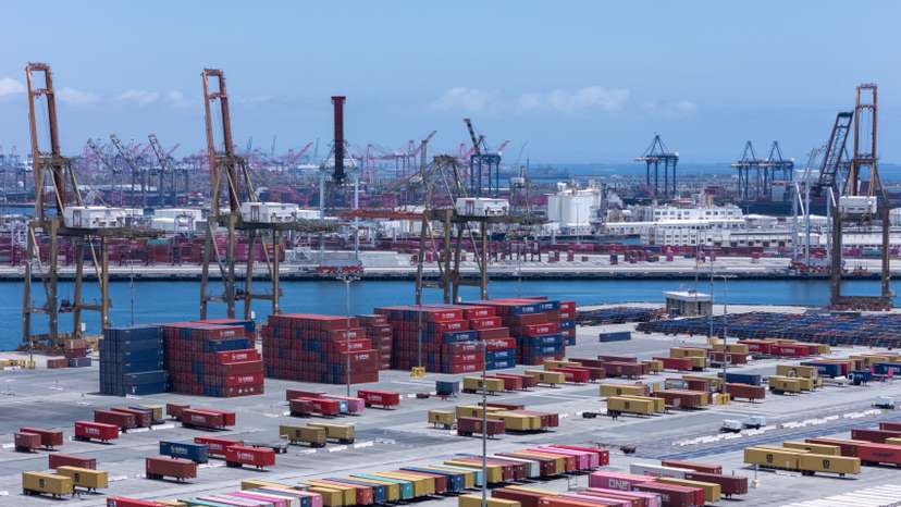A lack of container ships at the Port of Los Angeles