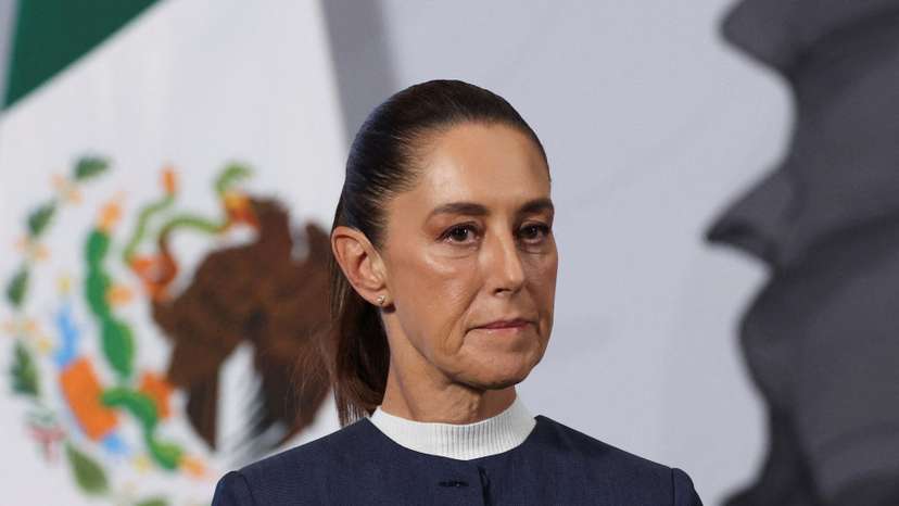 FILE PHOTO: Mexico's President Claudia Sheinbaum holds a press conference at the National Palace, in Mexico City