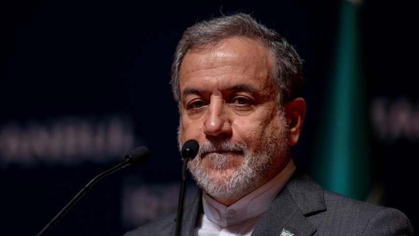 Iranian Foreign Minister Abbas Araqhchi talks during a press conference in Istanbul