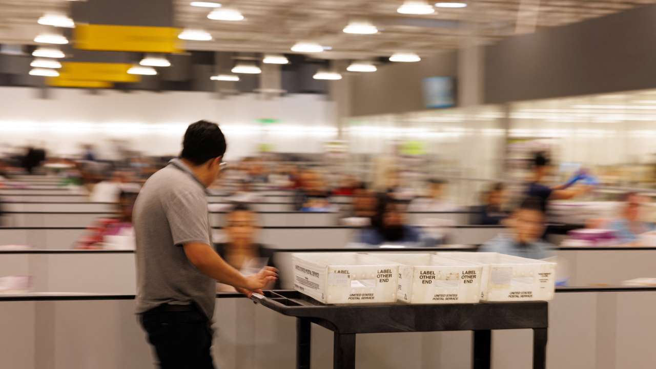 Election ballots are processed at the Los Angeles County Ballot Processing Center