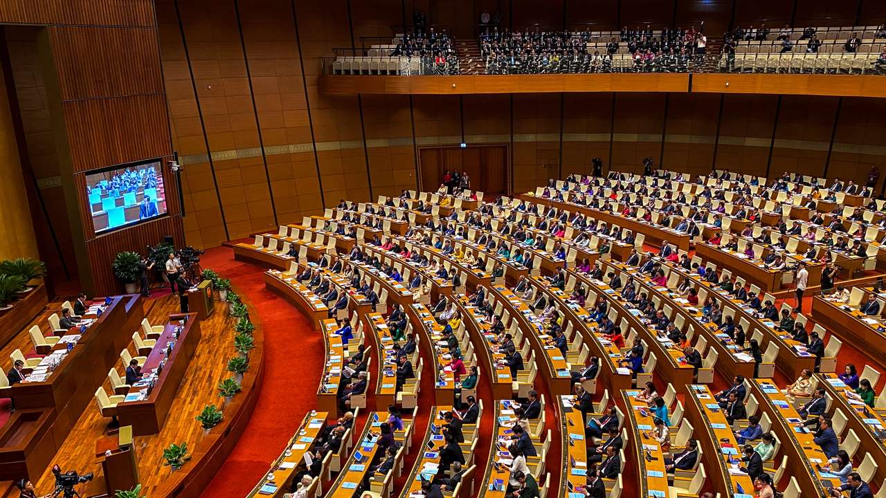 A general view of the Vietnam National Assembly during the opening ceremony of its 7th session, in Hanoi
