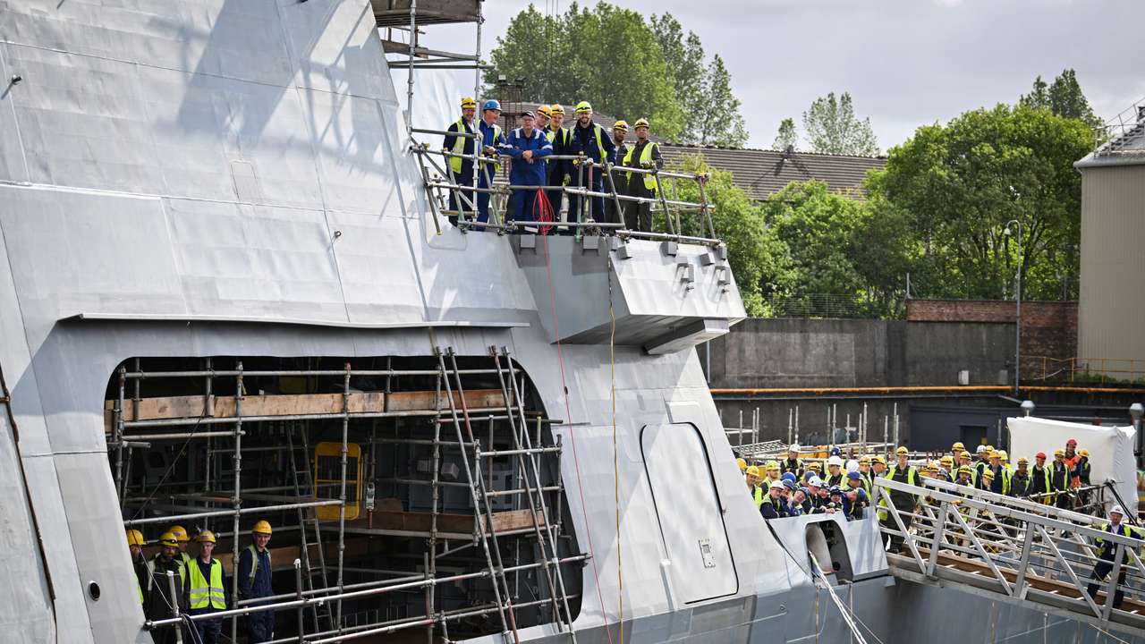 Britain's Prime Minister Keir Starmer visits the BAE Systems' Govan facility, in Glasgow