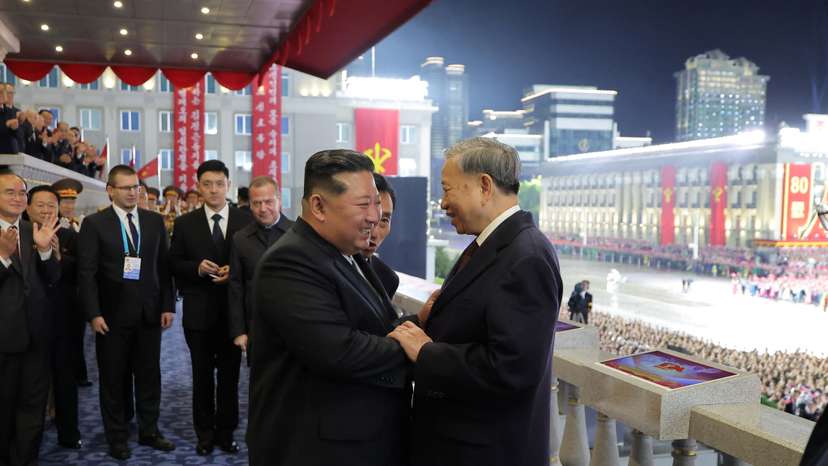 North Korean leader Kim Jong Un meets with General Secretary of the Communist Party of Vietnam To Lam as he visits North Korea